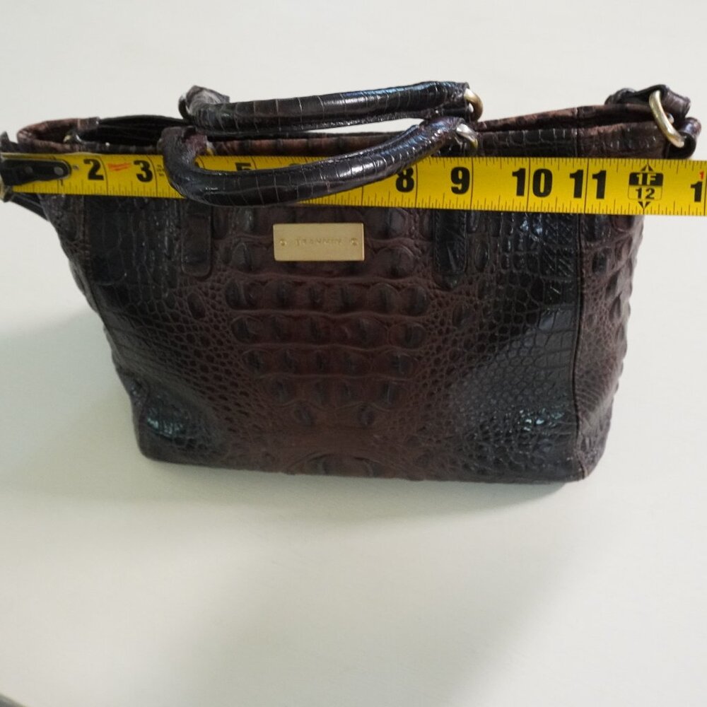 Brahmin Croc-Embossed Satchel in Dark Brown - Picture 11 of 14